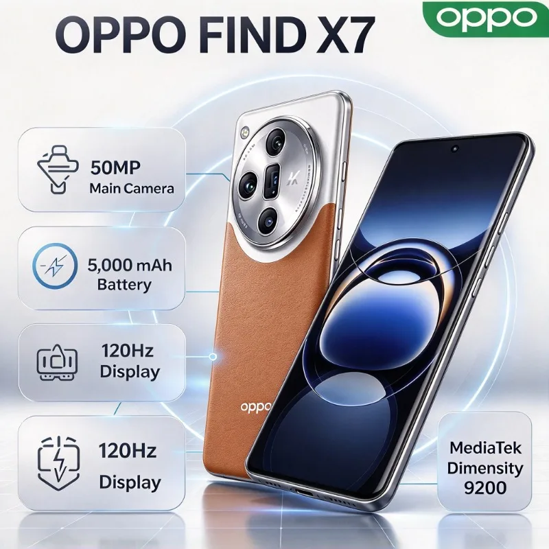 OPPO Find X7 5G Global Edition, dual-SIM smartphone, 6.78-inch display, high-capacity battery, 256GB storage