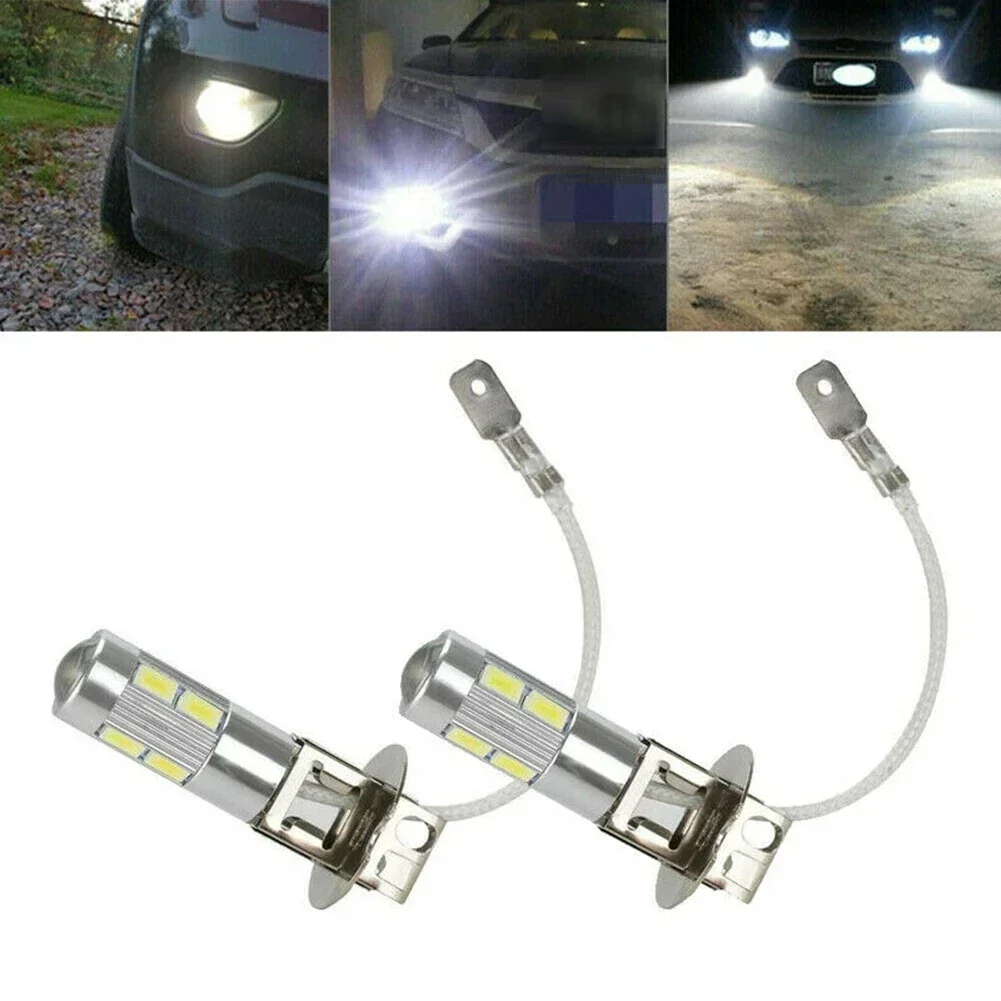 2pcs/set H3 50W 6000K White High Power Car LED Daytime Running Light Fog Driving Bulbs DC 9V To 30V Low Power Consumption