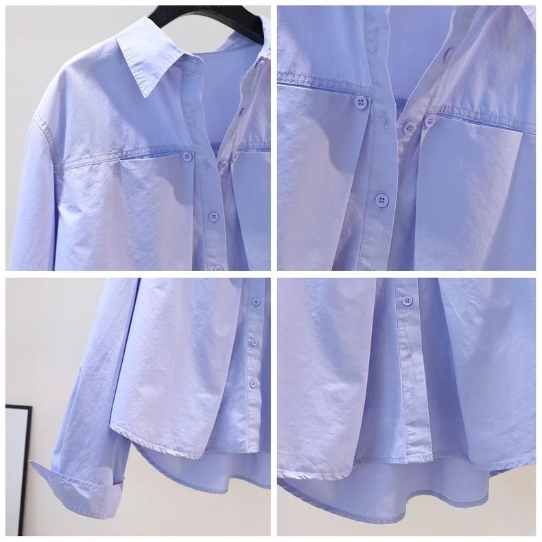 

Женские свободные длинные свеки ort irt плиссированные модели весна лето Fre Sle корейская версия хлопок однотонные детали на пуговицах