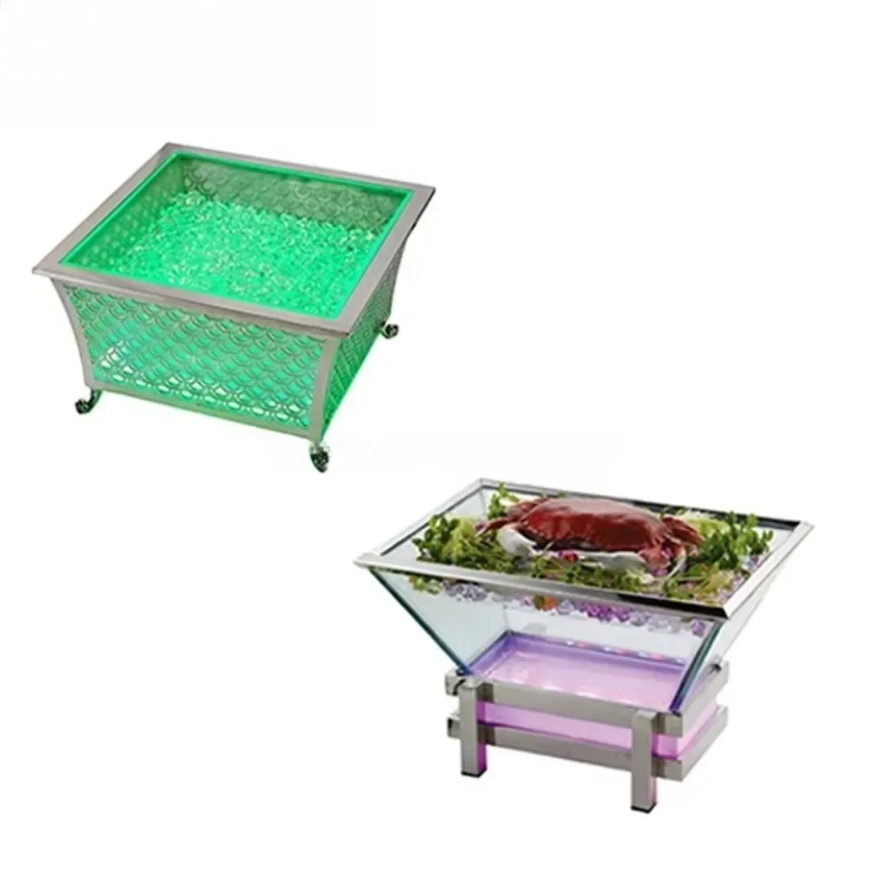 Catering Equipment Buffet New Commercial Kitchen Wedding Banquet Ice Seafood Acrylic Display Box With Light