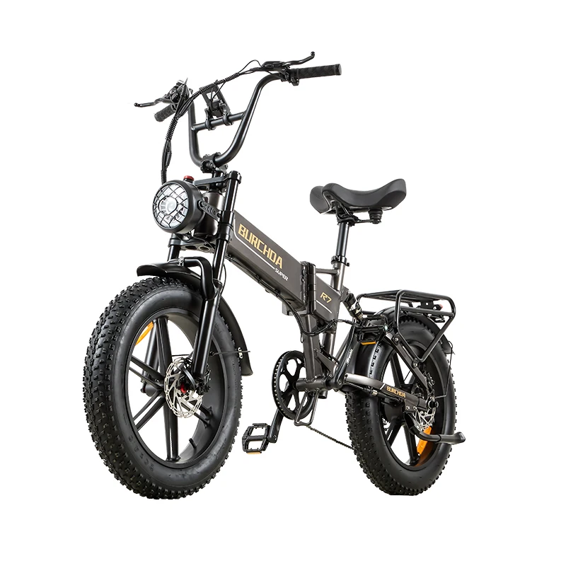 BURCHDA R7 Elektrische Fiets met Hoog Vermogen, 48V 20AH Lithium Verwijderbare Batterij, 20 Inch 4.0 Vetbanden E-Bike Opvouwbare Elektrische Mountainbike voor Volwassenen