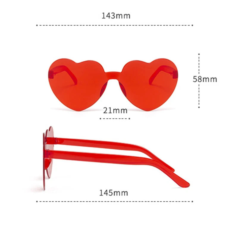 Gafas de sol con forma de corazón para niños, lentes de sol sin marco, color caramelo, personalidad del océano, 2023, envío gratis