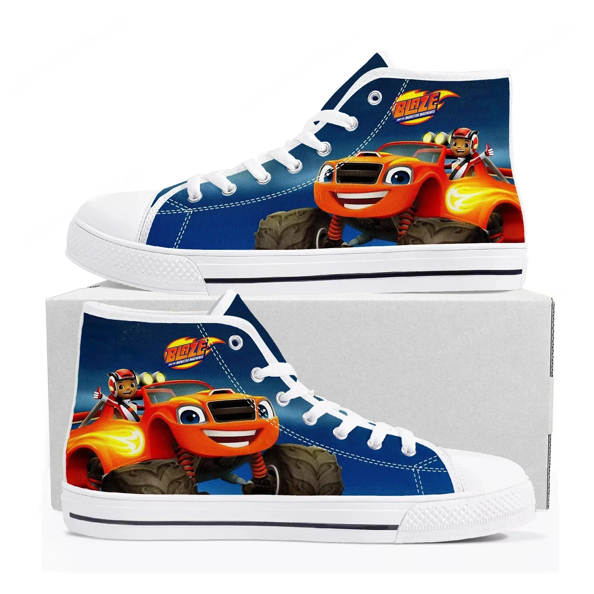 

Кроссовки Blaze And The Monster Machines High Top для мужчин и женщин, высококачественные кеды из канваса, индивидуальные кроссовки с комиксами для пар