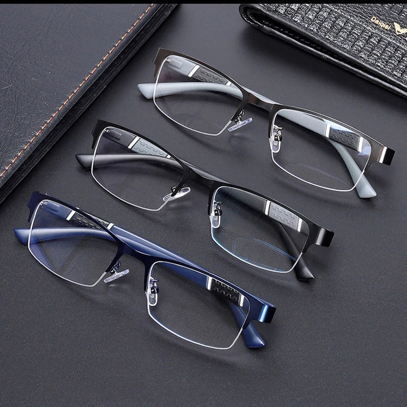 Flexible Presbyopic Glasses Classical Half Frame Men Business Far Sighted Eyeglasses Ultralight Eyewear Diopter +1.0 TO +4.0