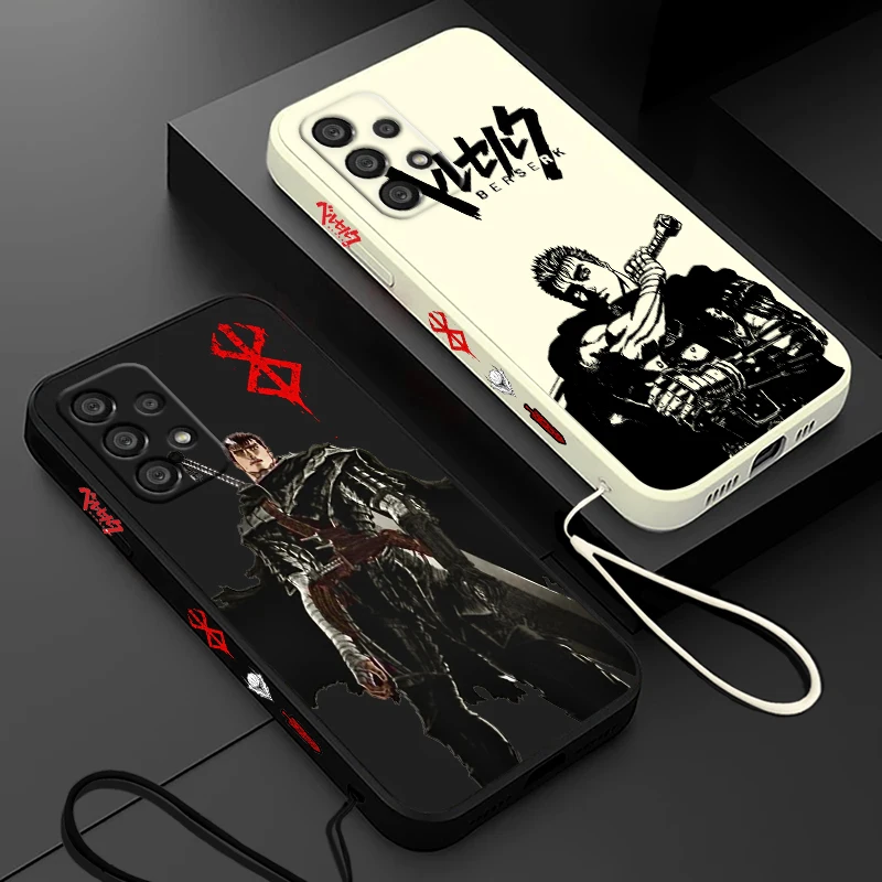 Berserk Guts Comic Phone Case For Samsung A55 A53 A33 A52 A32 A71 A51 A21S A35 A25 5G Liquid Left Rope Funda