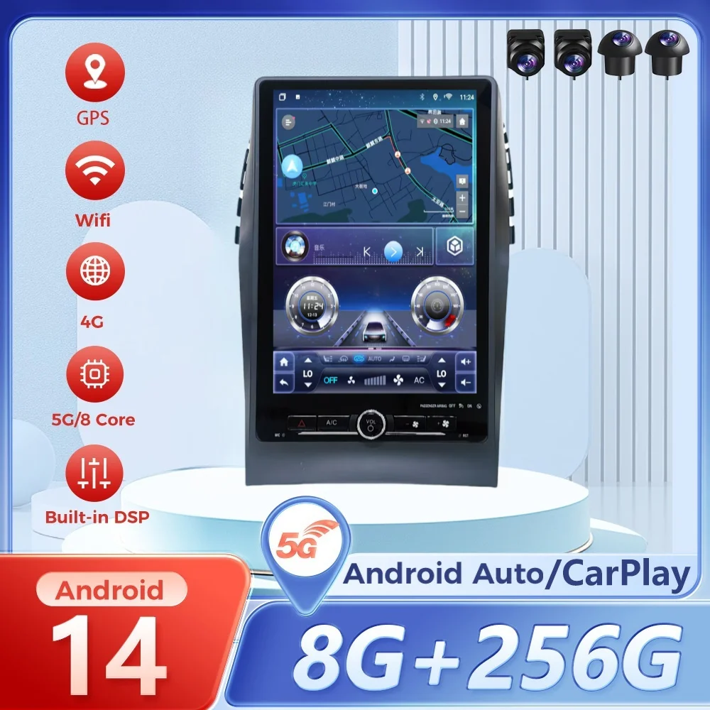 

Android Auto For Ford Edge 2015-2019 Touch Screen Android 14 Wireless CarPlay Car Radio Player GPS Navigation Stereo Head Unit