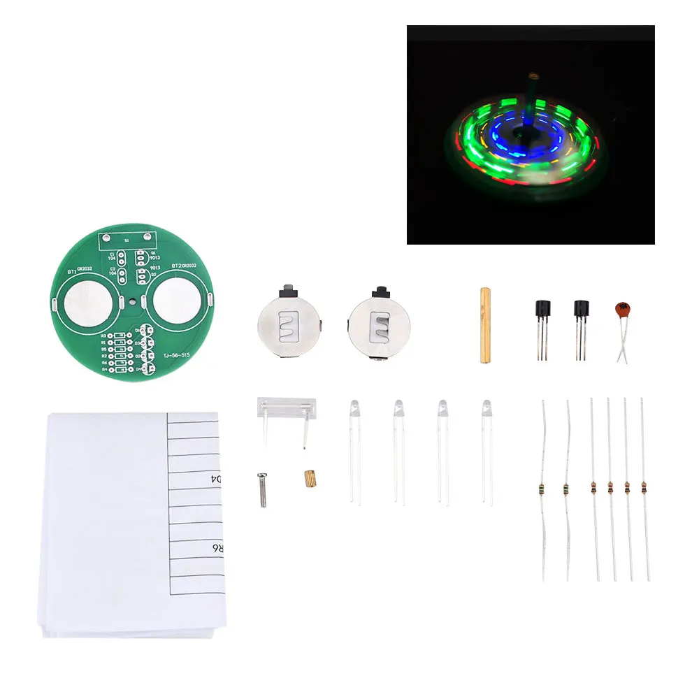 Diy Electronic Kit LED Gyro DIY Welding Kit Rotating Lantern Inline Components Diy Electronic Sodering Project(without Battery)