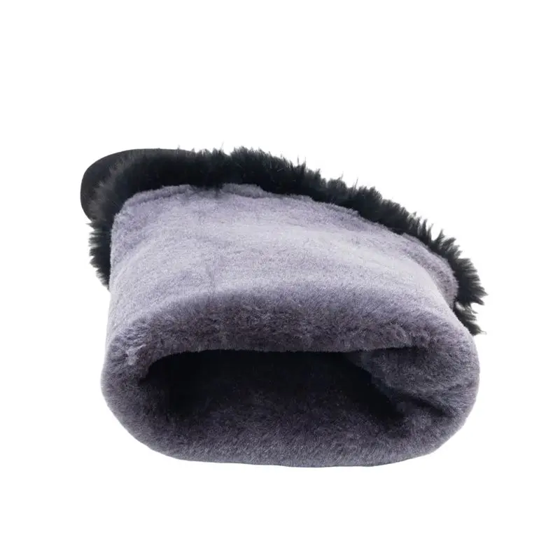 REAVE CAT Black Women's Winter Thigh Boots Square Toe 8.5cm Block Heel Zipper Plus Size 43 44 45 Soft Warm Rabbit Fur Snow Botas