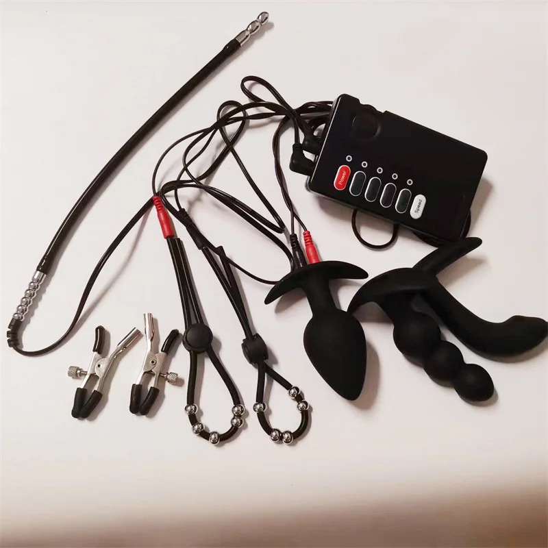 صدمة كهربائية مجرى البول السبر لعبة استثارة القضيب موسع سيليكون خواتم الديك الحصان العين قضيب معدني الحلمات كليب الجنس لعب للرجال #2