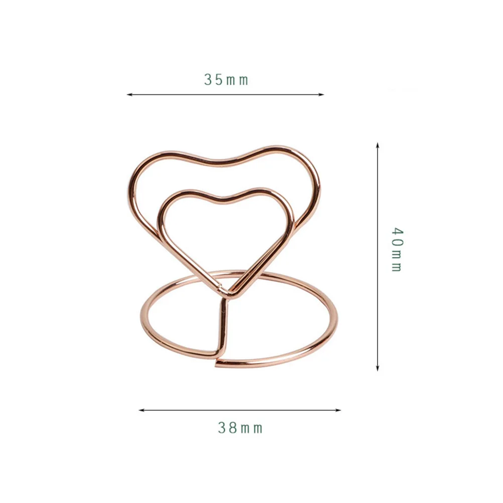 

10pcs Card Holder Elegant Memo Table Number Paper Clips Wedding Supplies Heart Shape Reusable Desk Accessories Sturdy Small