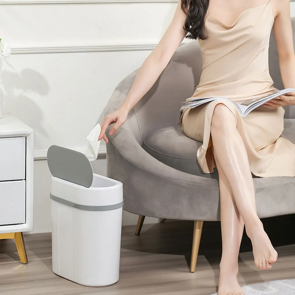 2024 New Smart Bathroom Trash Can Automatic Bagging Electronic Trash Can Touchless Narrow Smart Sensor Garbage Bin Smart Home