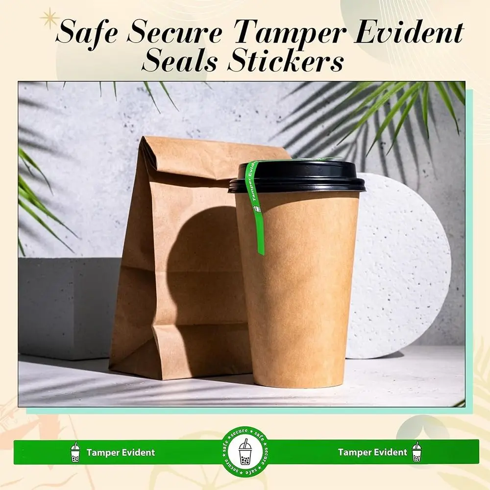 100PCS Paper Tamper Evident Sealing Sticker Red Green Drink Package Safe Secure Tag Long Stripe Backing Wrapping Seal Labels