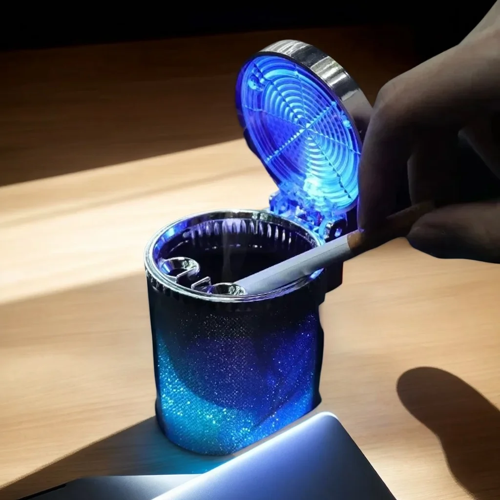 

Universal LED Car Ashtray - 360° Rotatable Leak-Proof Cup Holder & Trash Can