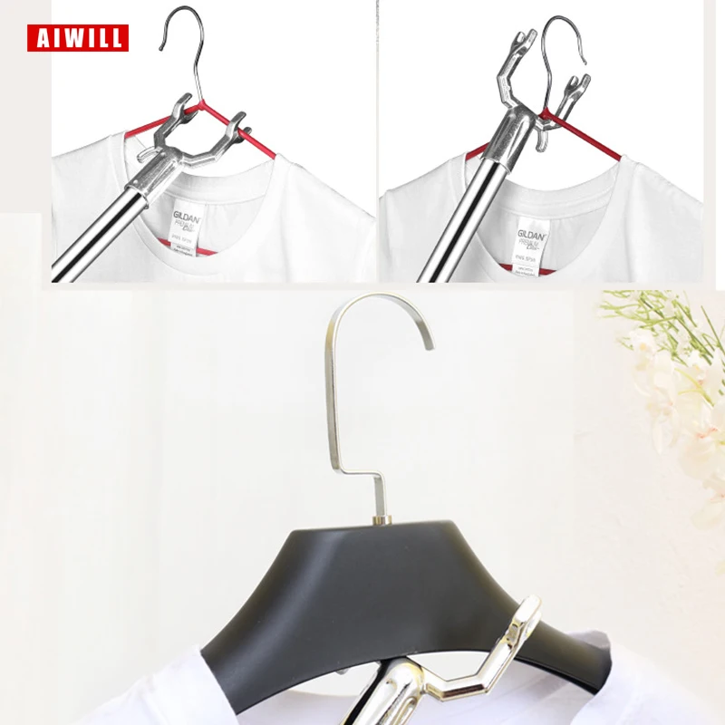 AIWILL Closet Hook Pole Clothes Picking Rod Take Clothes Drying Dressing Reacher Stick Clothesline Reaching Clothing Reach Pole