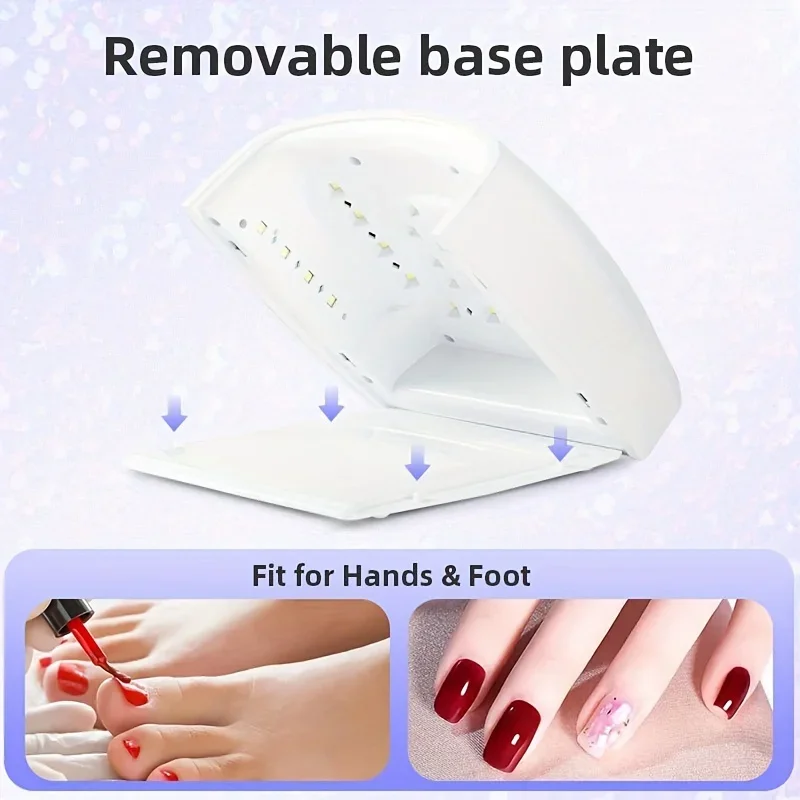 Lámpara de uñas LED UV recargable para manicura, pantalla LCD, 4 configuraciones de temporizador, herramientas de decoración de uñas, hogar y salón, 66W