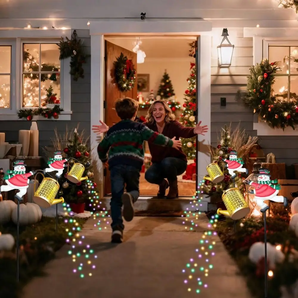 

Watering Can Solar Snowman Lights Weather Resistant LED Light Solar Stove Lights Pathway Lighting Outdoor Metal Crafts