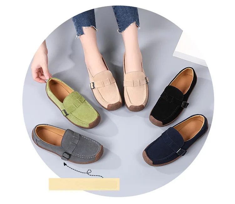Genuine Leather Women Flats Shoes Designer Ladies Casual Footwear Luxury Loafers New Female Slip-on Boat Walking Shoes Moccasins