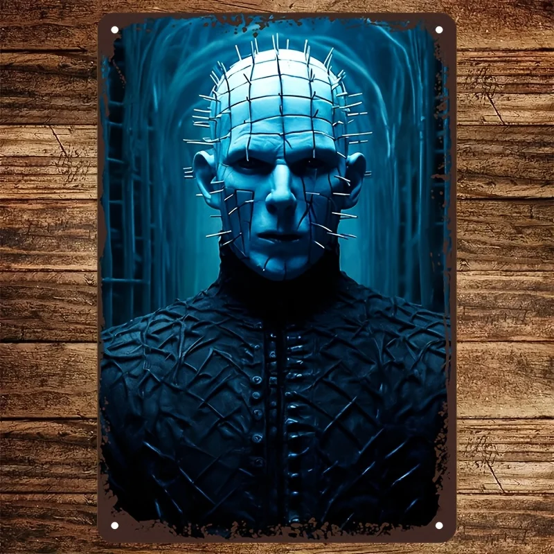 Room Decor  Pinhead from Hellraiser Inspired Metal Tin Sign, , Wall Art, Home Man Cave, Bedroom, Garage Decor, Post