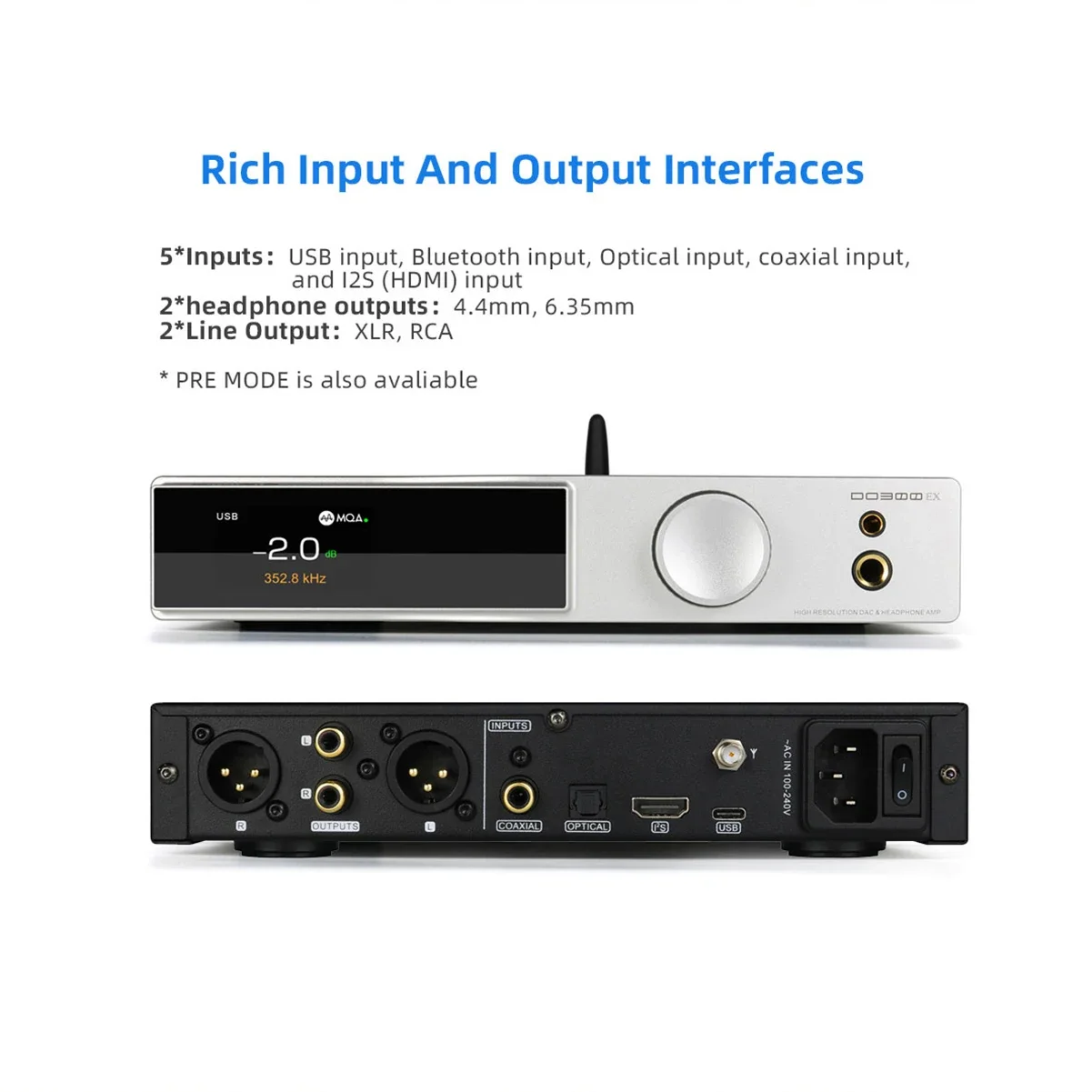 SMSL DO300EX Audio DAC y amplificador de auriculares AK4191 AK4499EX DAC MQA-CD decodificación XMOS XU-316 DSD512 768KHz 32Bit preamplificador de alta resolución