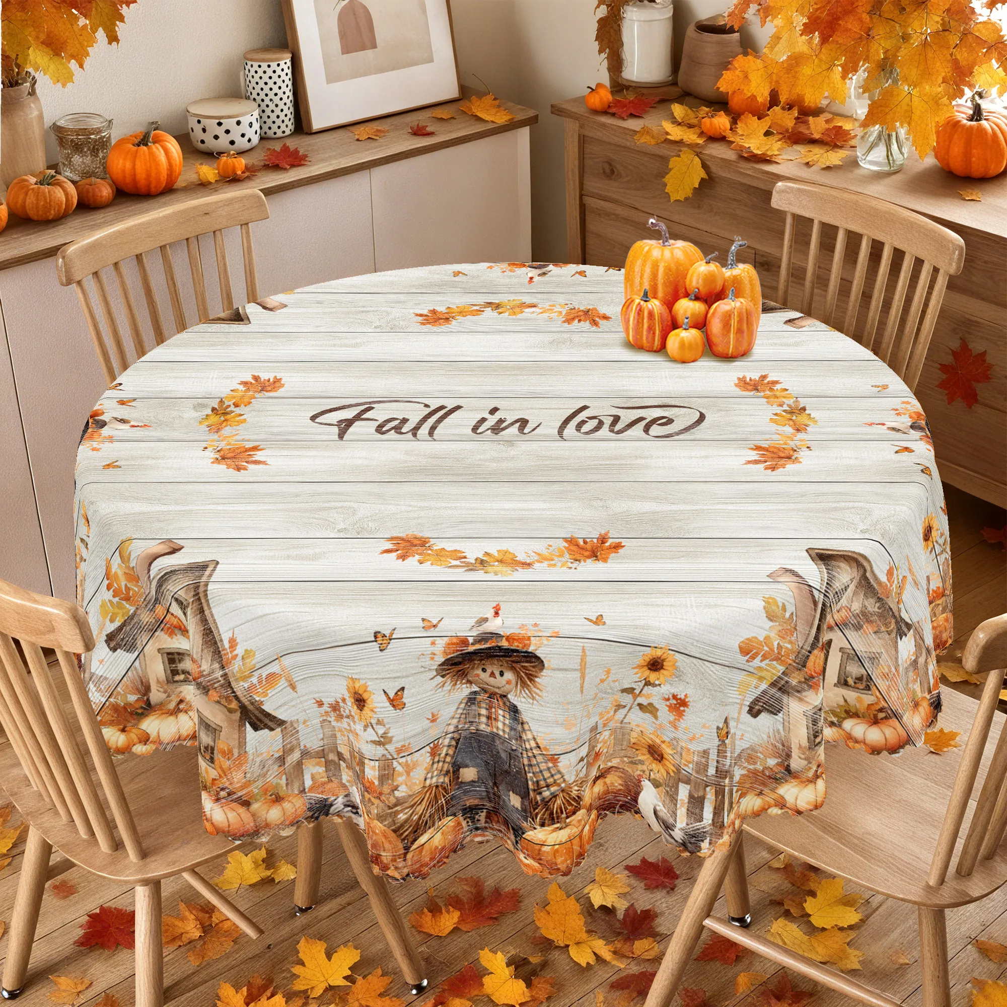 1 piece of autumn countryside-themed tablecloth, perfect for Thanksgiving decoration, rectangular/round tableclothzyc