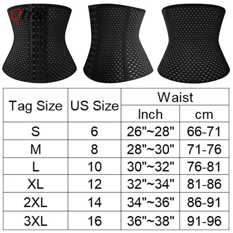 Qtree Women Waist Trainer Corset Everyday Wear Steel Boned Tummy Control Body Shaper Slimming Belt Reductive Girdle Shapewear