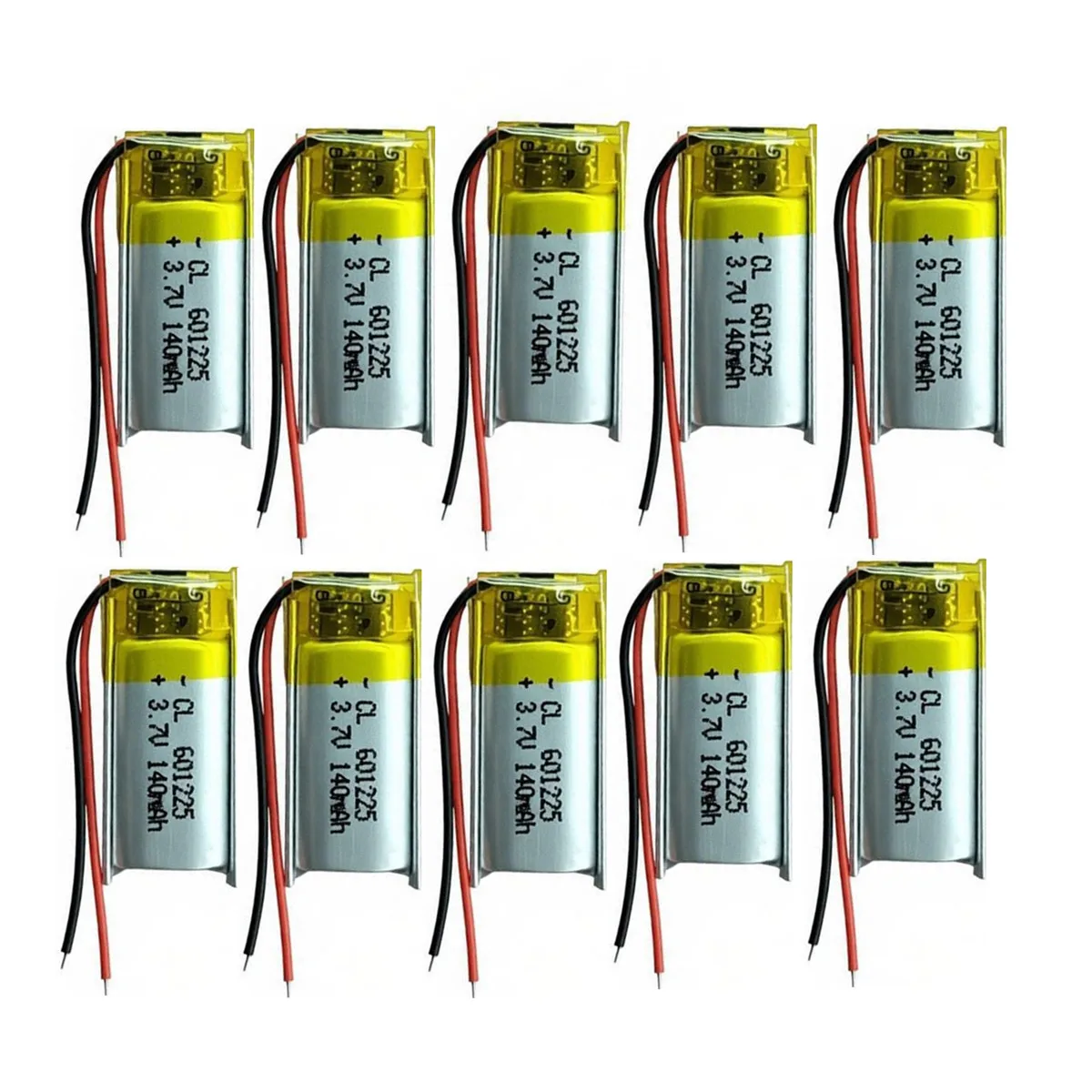 10PCS 3.7V 140mAh 601225 Lithium Polymer LiPo Rechargeable Battery For MP3 GPS Bluetooth Headphone Headset Smart Watch Speaker