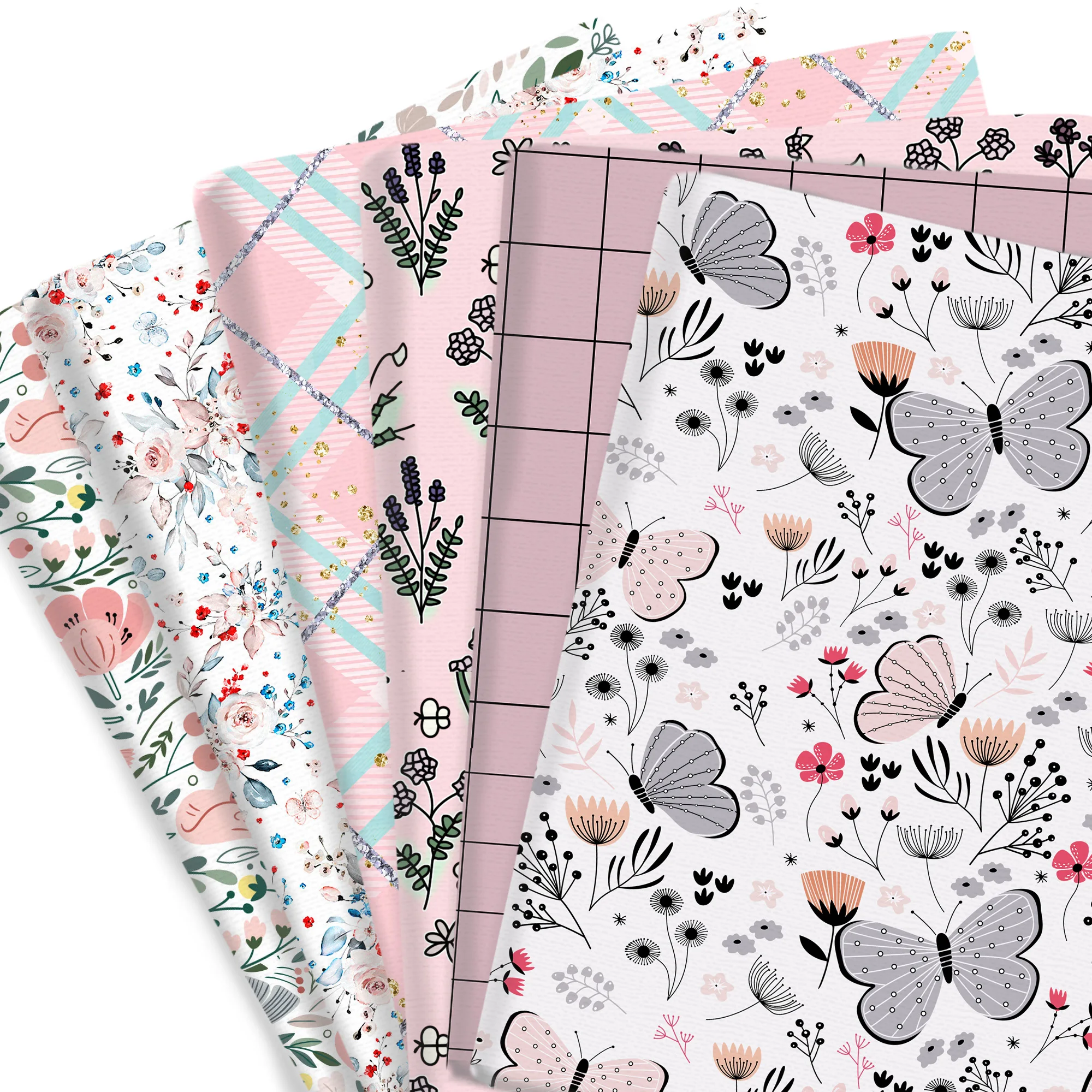 Rosa Schmetterling Grid Gedruckt Baumwolle Stoff DIY Tissue Patchwork Telas Nähen Baby Spielzeug Bettwäsche Quilt Tecido Die Tuch Tilda