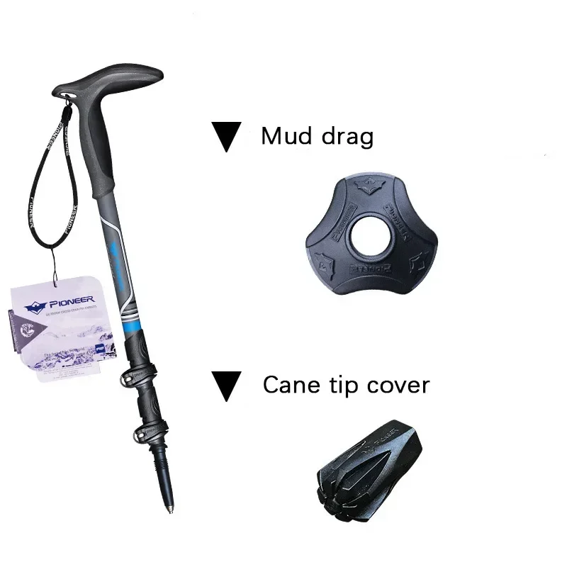 Short  Carbon Fibers Walking Stick 46-100cm T-handle 3 Section External lock Crutch Outdoor camping