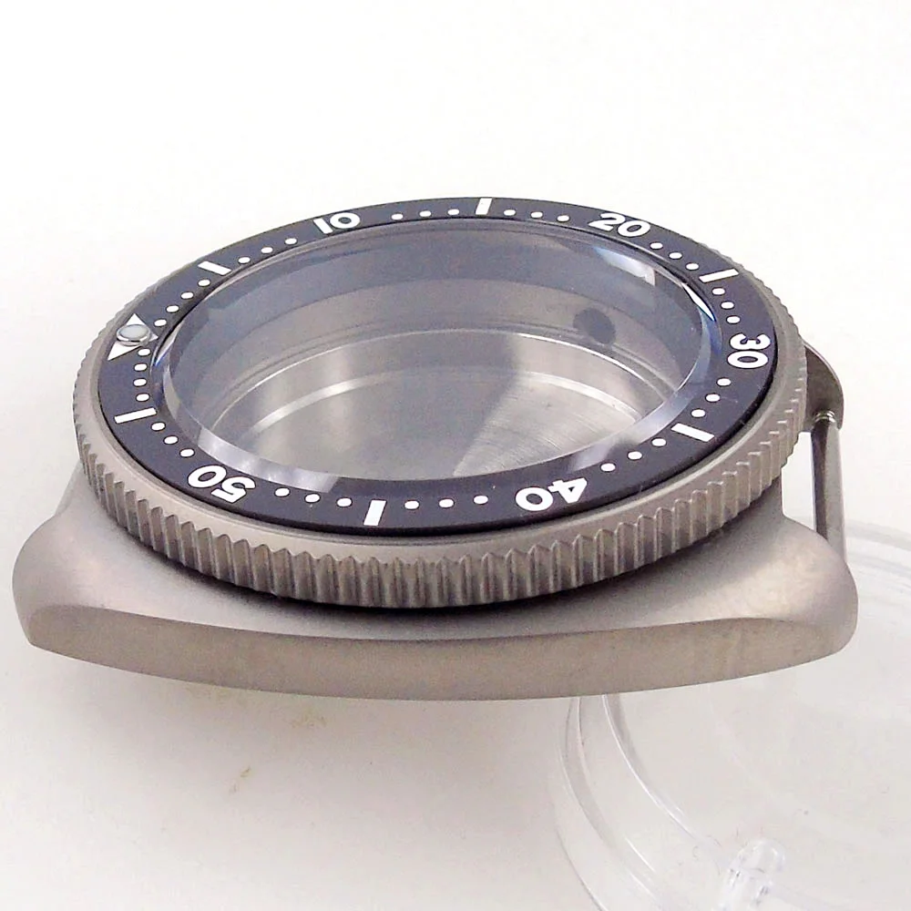 Tandorio 44mm Sapphire Glass Turtle Titanium 20ATM Diving Watch Case For NH34 NH35 NH36 ETA2824 PT5000 Watch Parts Screw Crown