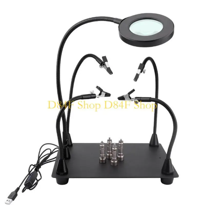 D84F Stable Clamp Helping Hands Soldering Station with Light For Electronic Component