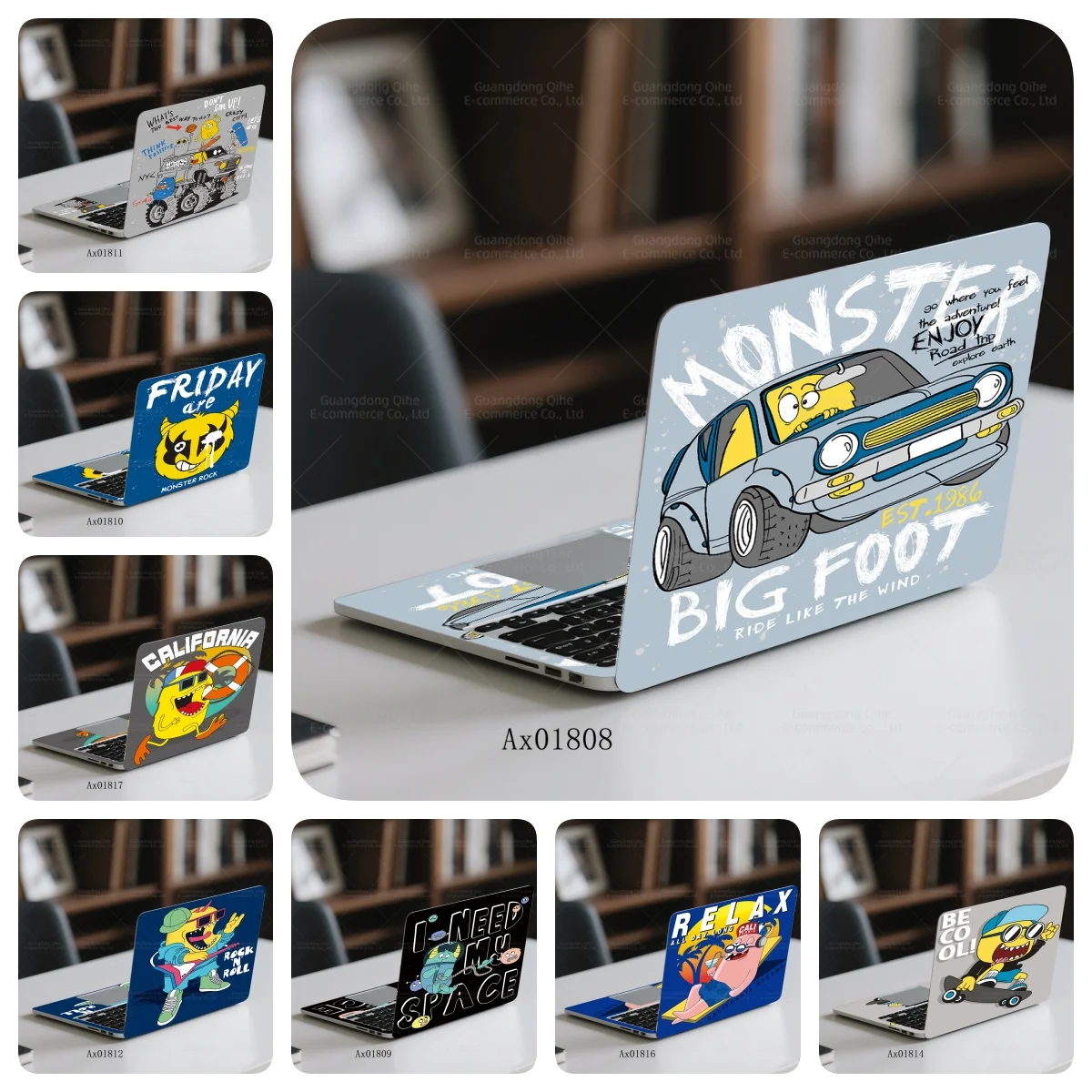 2 Pcs/pack Cartoon car Laptop Skin Sticker Waterproof Removable Vinyl Decal for MacBook Pro/Air 13-16 Inch Notebook Cover