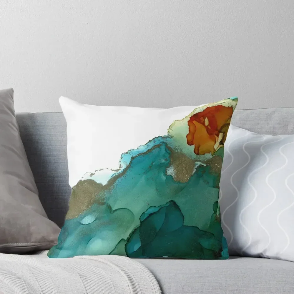 

Alcohol Ink Blue Orange Green No. 3 Throw Pillow Sitting Cushion Custom Cushion Photo Christmas Pillow Covers pillow