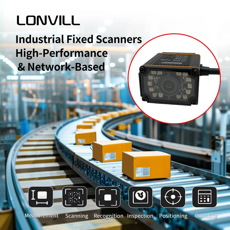 LONVILL Fixed Mount Barcode Scanner Tcp Ip Barcode Scanner for Sale,conveyor Barcode Scanner with USB RS232 Ethernet