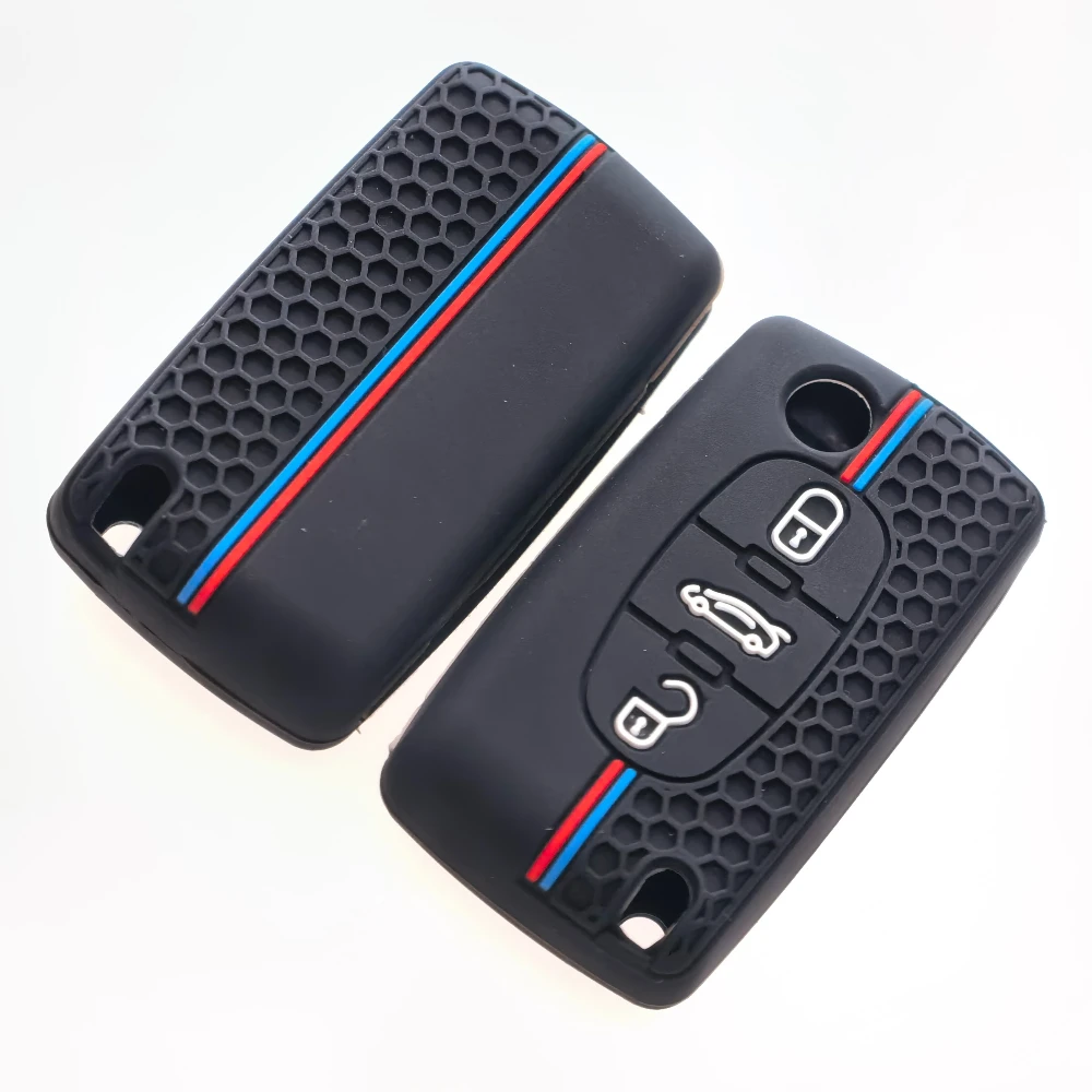 

New Silicone Car Key Case Cover Keychain Fob Shell for Citroen C2 C3 C4 C5 C6 Xsara Berlingo for Peugeot 207 307 308 407 607 807