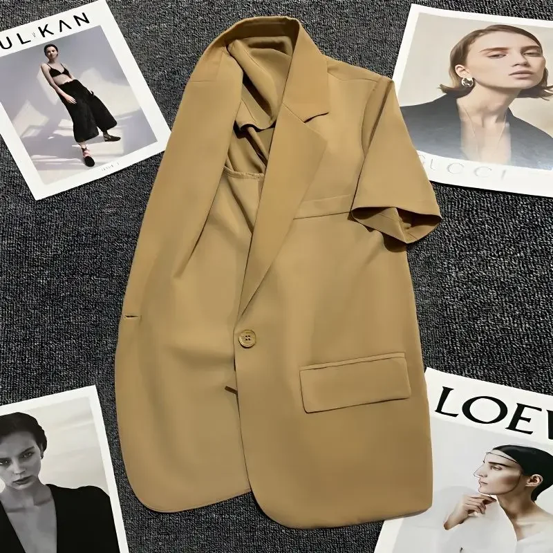 Summer Blazer Women Short Sleeve Jacket Office Ladies Thin Tops Korean Fashion Overcoat High-end Luxury Designer Clothing