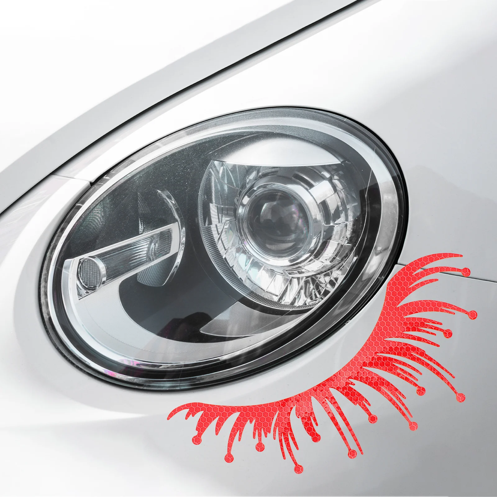 

2pcs Car Eyelashes For Headlights Reflective Shiny Grid Decals Easy Install Vehicle Exterior Decoration Stickers Auto Lamp