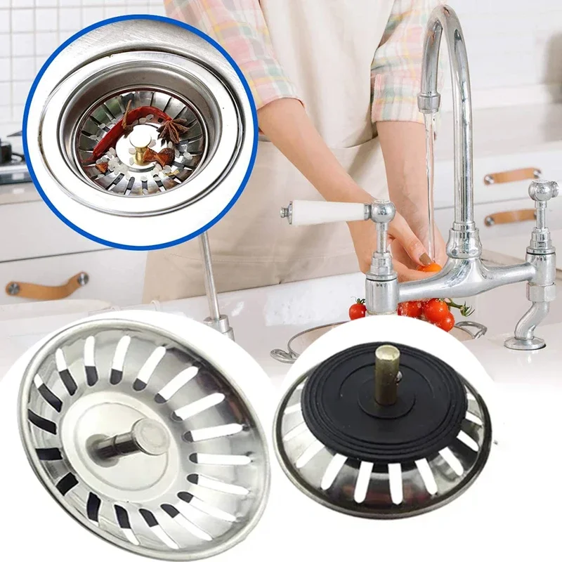 80MM Kitchen Sink Drain Cover Old Style Strainer Basket Replacement Stainless Steel Filter Mesh Stopper Plug for Waste Catcher
