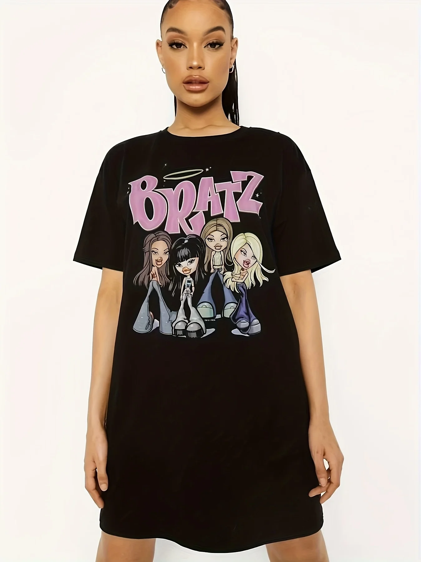 

Женские модные футболки больших размеров с буквенным принтом, повседневные эластичные летние дышащие футболки с круглым вырезом и короткими рукавами, повседневная стильная футболка