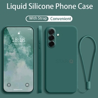 A 54 34 24 14 Strap Liquid Silicone Phone Case For Samsung Galaxy A54 A34 A24 A14 A04 5G Original Luxury Lanyard Soft Back Cover