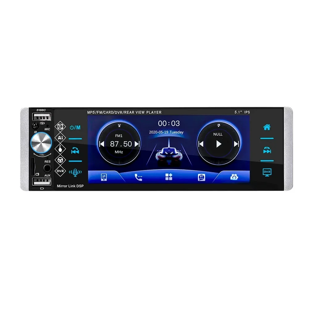 Hot selling CarPlay Interconnection 5.1-Inch Voice Control Vehicle-Mounted MP5 Player Bluetooth Hands-Free USB Fast Charge 5188c