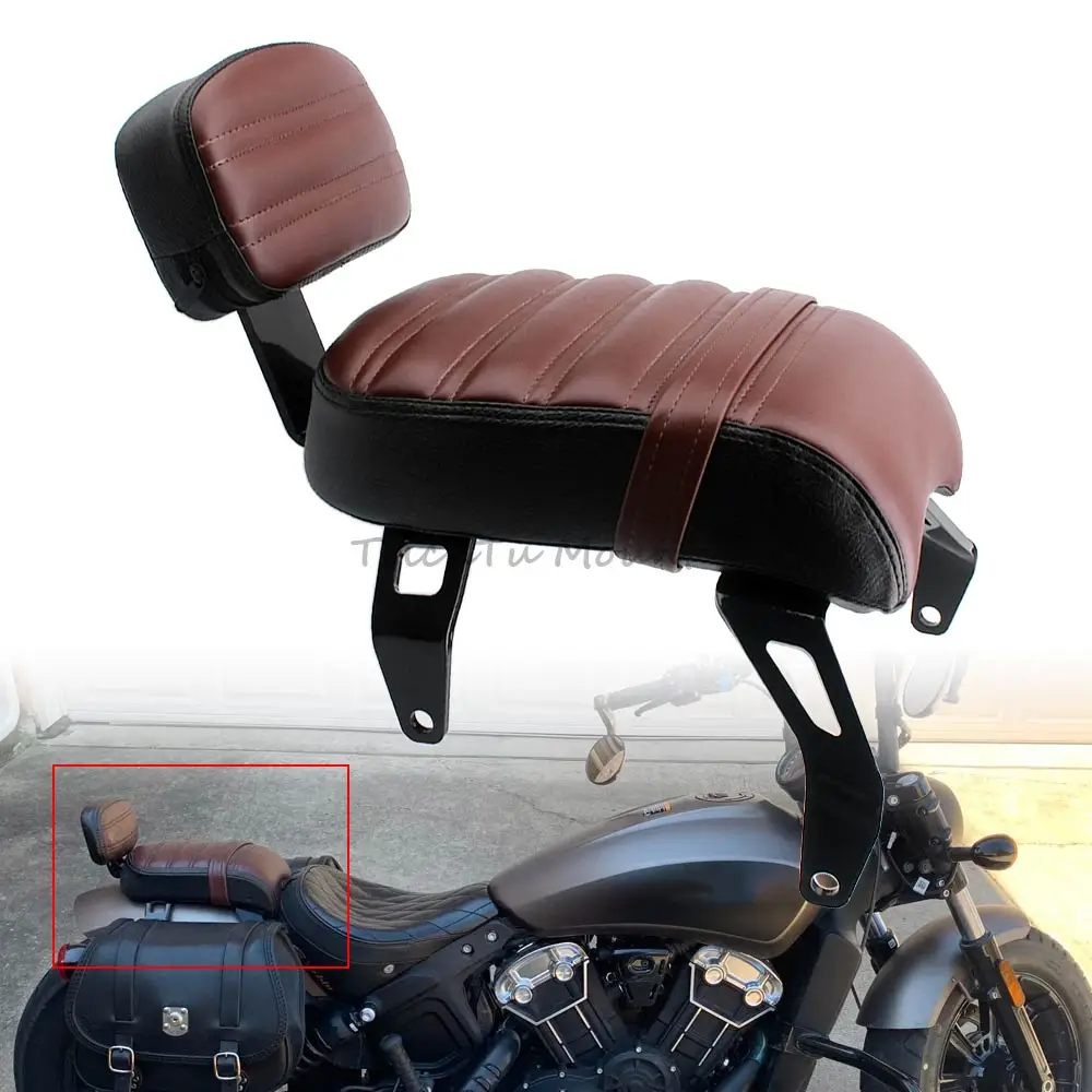 Motorcycle Passenger Seat with Backrest Sissy Bar for Indian Scout Rogue Bobber ABS Twenty Sixty 2018-2024 Accessories Brown