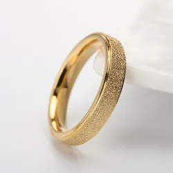 Anillo de boda mate de acero inoxidable de 4 mm para mujer y niña, talla 4-10