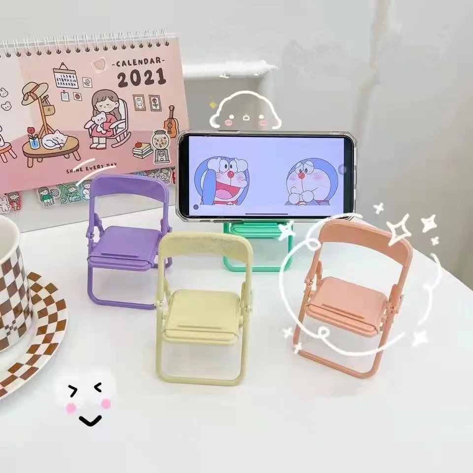 Soporte plegable multifuncional para teléfono móvil, Base de escritorio de dibujos animados, decoración de silla de caramelo, soporte perezoso para IPhone, Samsung, Huawei