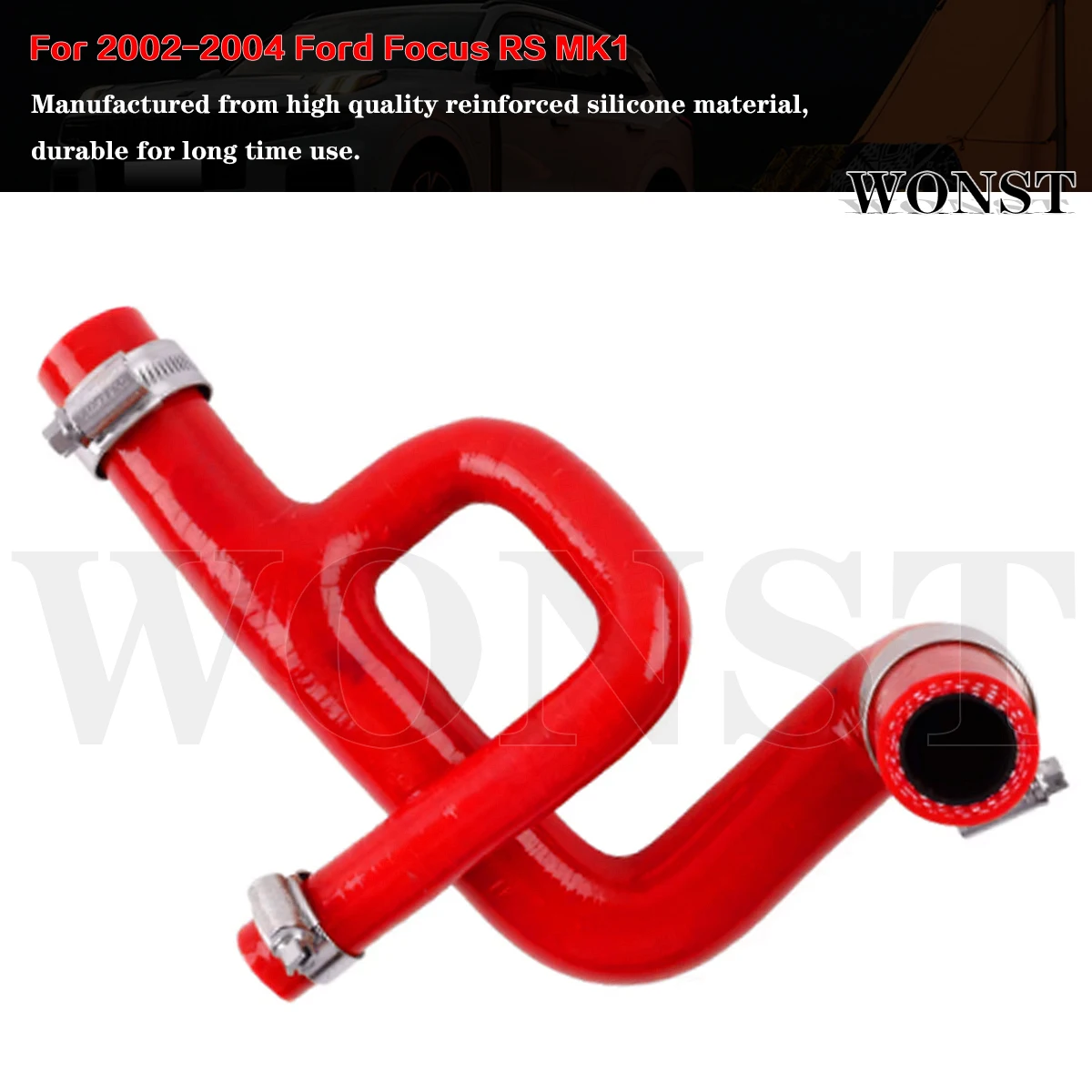 For 2002-2004 Ford Focus RS MK1 Thermostat to Radiator Silicone Hose With Clamps