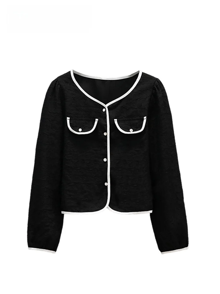 

plus Size Women's V-Ne Long Sve Jaet Casual Sle Polyester Fiber Autumn Wear Trendy Versatile plus Size Sister Faion