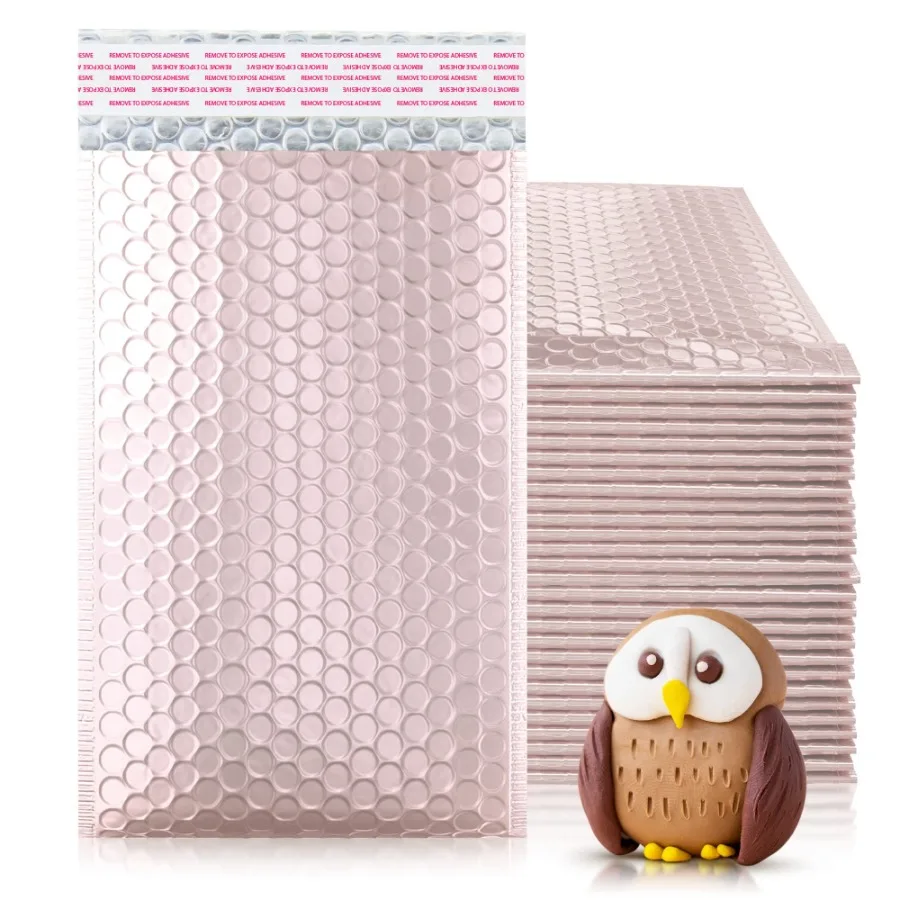 

Rose Gold Metallic Bubble Mailers 5 x 9 Inches. 25 Pack Bubble Mailers Metallic. Aluminum Foil and Polyethylene Metallic Bubble