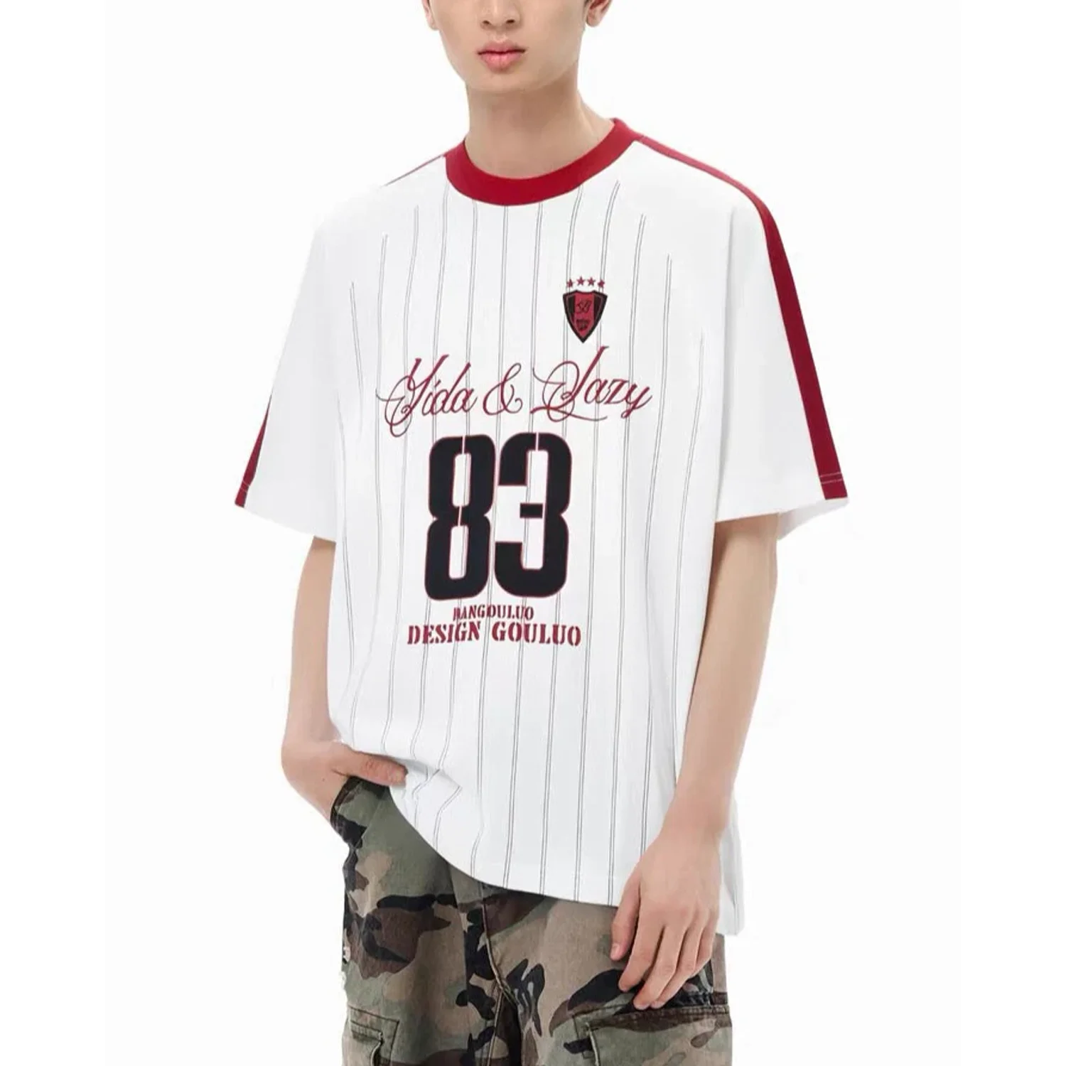 

Retro Striped Short-sleeved Jersey Newest Outdoor Quick Dry Jersey Summer Classic Tee Adults and children Loose Exercise Jersey