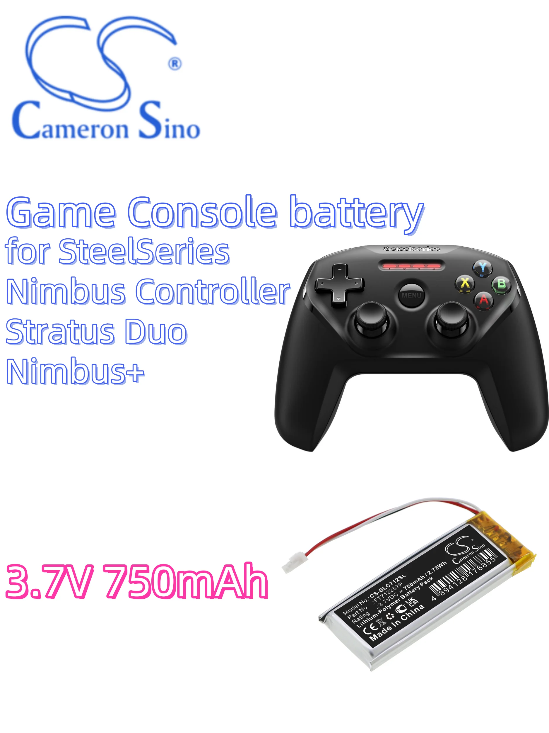 battery Cameron sino Game Console battery 750mAh for SteelSeries  Nimbus Controller Stratus Duo Nimbus+ FT712257P CS-SLC712SL