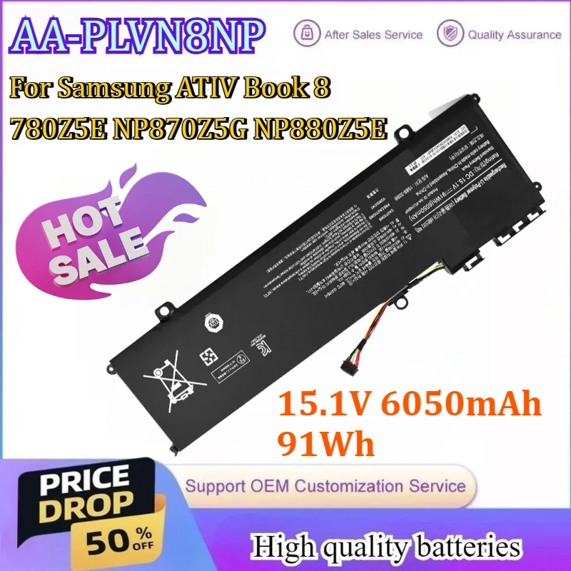 

AA-PLVN8NP Laptop Battery for Samsung ATIV Book 8 780Z5E NP870Z5G NP880Z5E 15.1V 6050mAh 91Wh for ATIVBOOK8 NP880 Battery