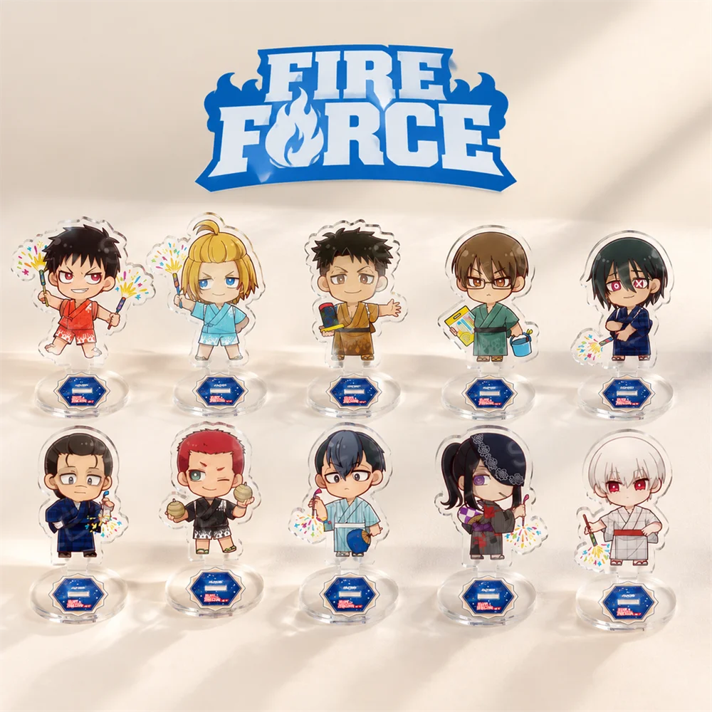 Fire Force Summer Festival Yukata 10cm Acrylic Stand Figures Keychain Anime Desktop Tabletop Ornament Otaku Fans Gift